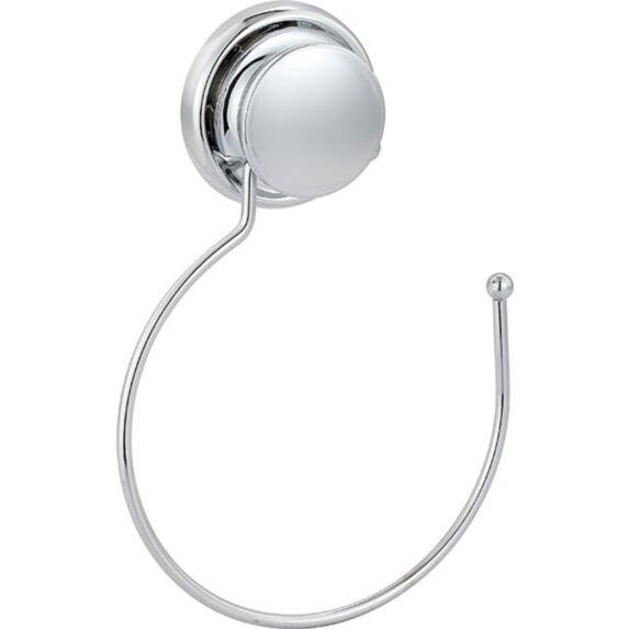 Porte serviettes rond métal sur ventouse - chrome