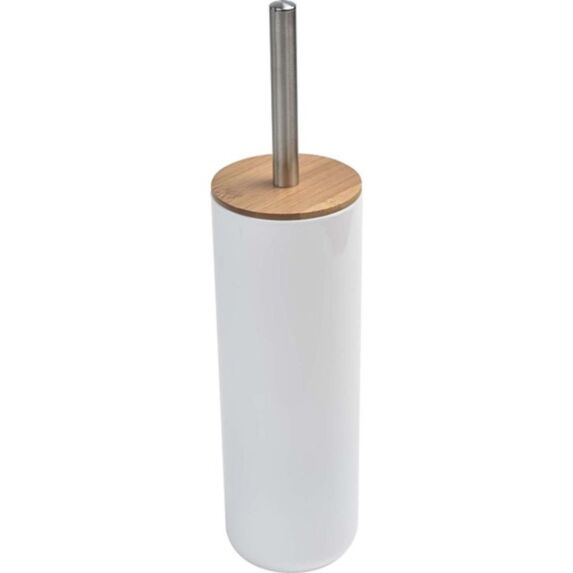 Brosse WC  avec couvercle bambou - blanc/bambou