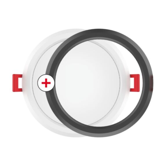 Dalle encastrable ronde 800lm IP20 blanc/noir bagues interchangeables - XANLITE