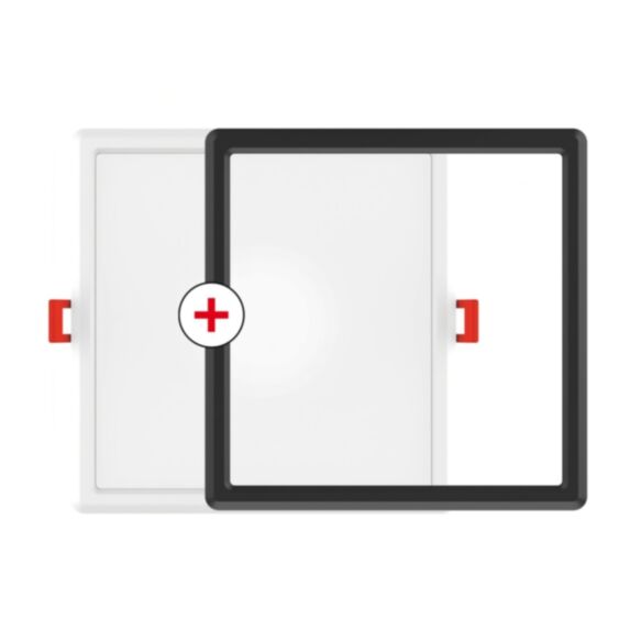 Dalle encastrable carrée 1450lm IP20 blanc/noir bagues interchangeables - XANLITE
