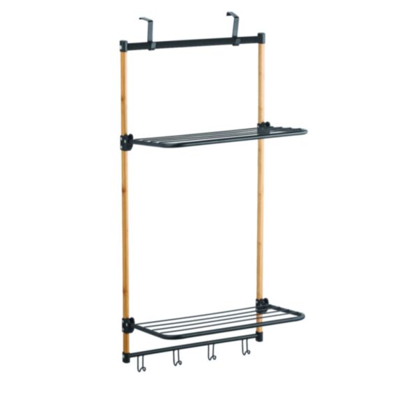Séchoir de porte Zoé 2 niveaux 45 x 30 x 100 cm bambou/noir mat - MSV