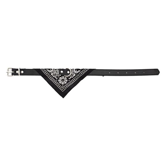 Collier bandana cuir synthétique 42 x 2 cm noir - ZAMIBO