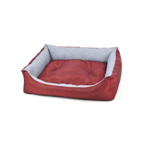 Panier polyester coussin amovible 45 x 60 cm tissu oxford bordeaux gris - ZAMIBO