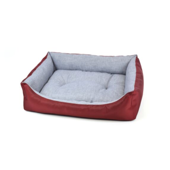 Panier polyester coussin amovible 70 x 85 cm tissu oxford bordeaux gris - ZAMIBO