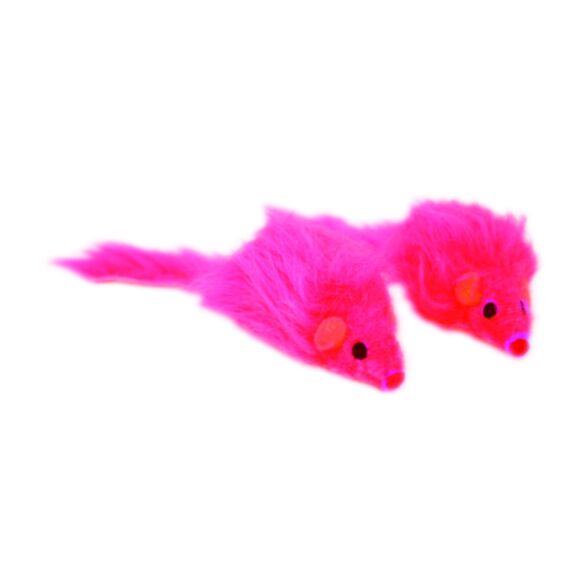 Souris poilue maracas 15 cm rouge x2 - ZAMIBO