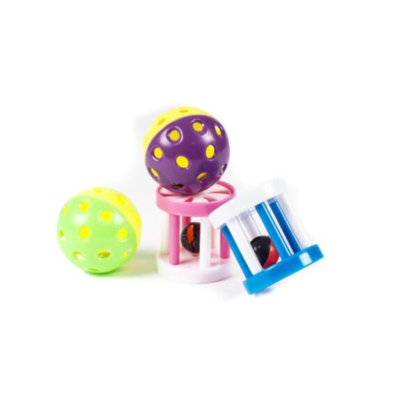 Jouets assortis avec grelots Ø4 cm x4 - ZAMIBO