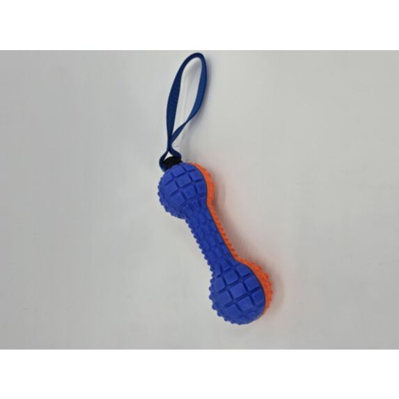 Jouet chien os TPR avec corde 18 cm orange et bleu - ZAMIBO