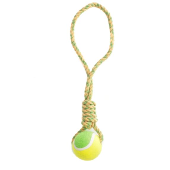 Corde 38 cm balle tennis 6 cm vert jaune - ZAMIBO