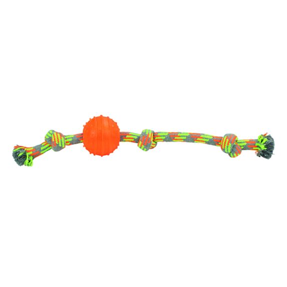 Corde triple noeudsballe caoutchouc résistant47 cm grisjauneorange - ZAMIBO