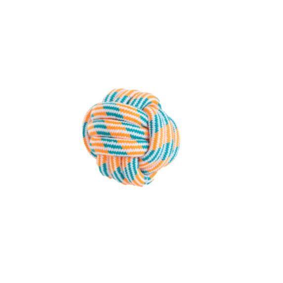 Jouet chien balle corde coton Ø11 cm vert orange blanc - ZAMIBO