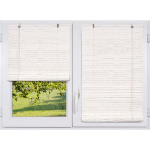 Store enrouleur PE effet rotin 150 x 180 cm blanc - LUANCE