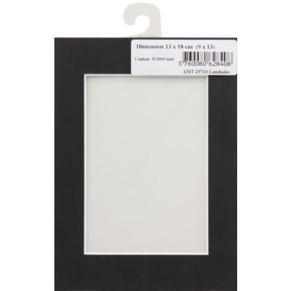 Passe partout 13 x 18 cm ouverture 9 x 13 cm noir - AMT