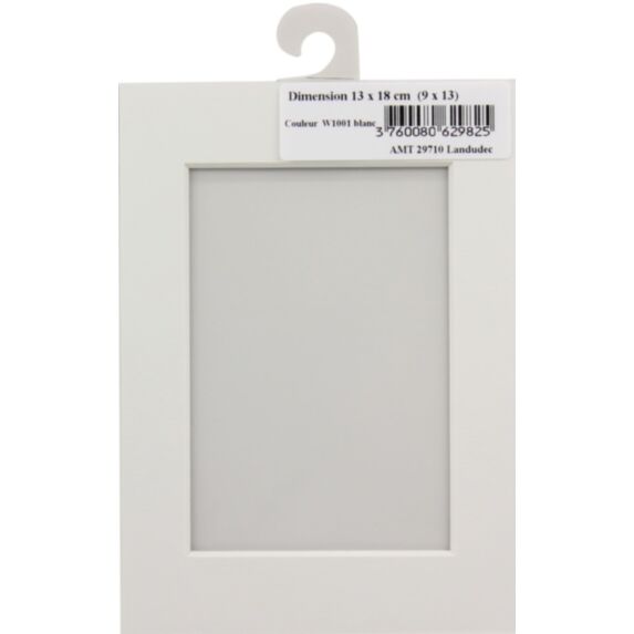 Passe partout 13 x 18 cm ouverture 9 x 13 cm blanc - AMT