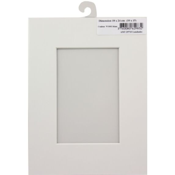 Passe partout 18 x 24 cm ouverture 10 x 15 cm blanc - AMT