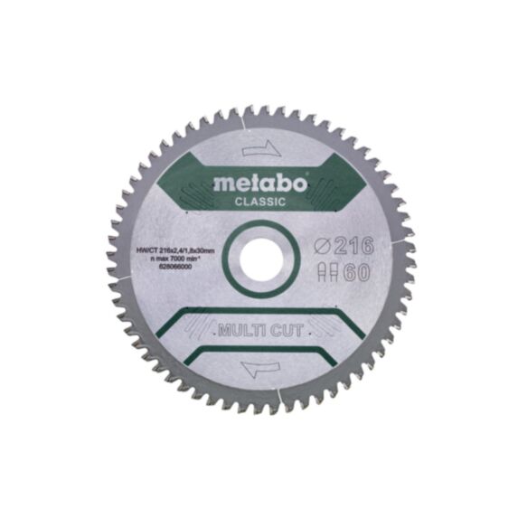 Lame pour scie circulaire Dhw/ct 216x30, 60 Fz - METABO