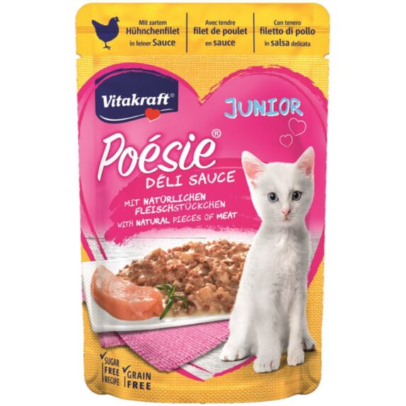 Nourriture chat Poésie Déli Sauce Junior poulet, pochon 85 g - VITAKRAFT
