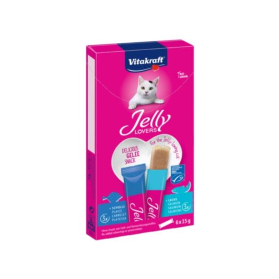 Friandise chat Jelly Lovers saumon-carrelet x6 15g - VITAKRAFT