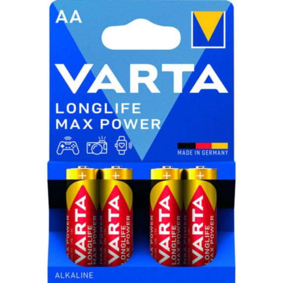 4 piles alcalines Longlife Max Power 4706 AA - VARTA