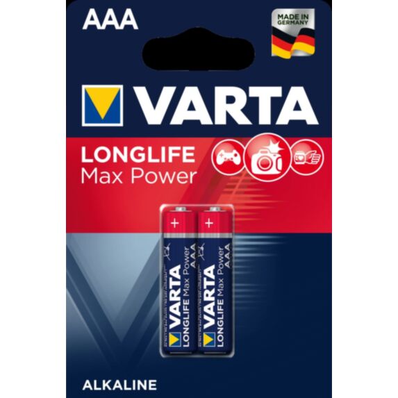 2 piles alcalines Longlife Max Power 4703 AAA - VARTA