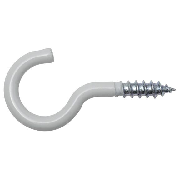 Crochet à visser Revêtement plastique blanc acier 3,0 x 30 mm