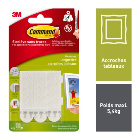 Accroches tableaux Command / modèle moyen blanc - 3M