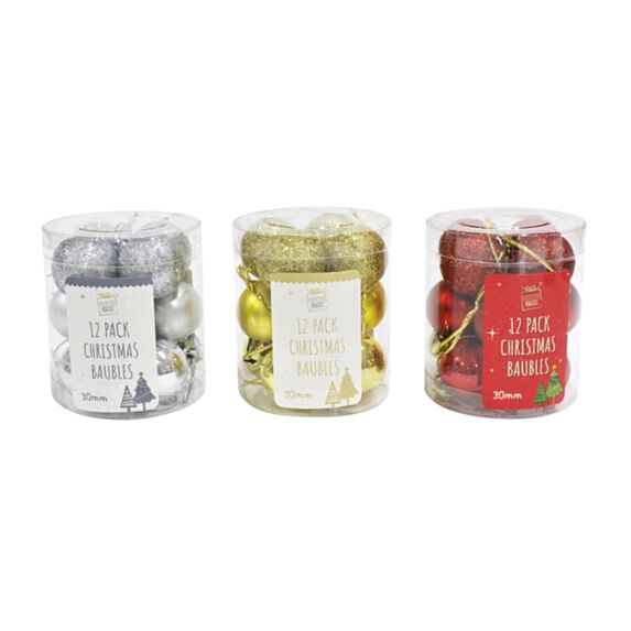 Lot de 12 boules de Noël 30 mm - UBL