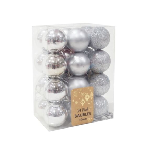Boules 40 mm argentées x24 - UBL