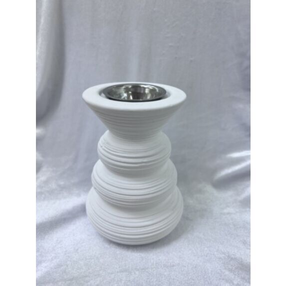 Porte-bougie à vagues Ø6 x H19 cm céramique blanc