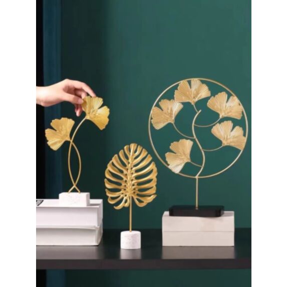 Décoration à poser feuillage en pot H25-35 cm métal doré divers modèles au choix