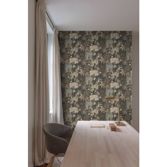 Papier peint vinyle intissé Louan noir 0,53 x 10 m - GRANDECO