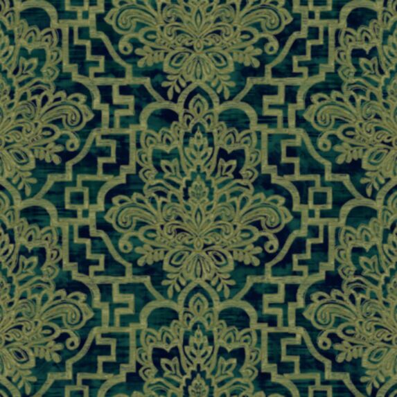 Papier peint vinyle intissé Damask trelis vert 0,53 x 10 m - GRANDECO