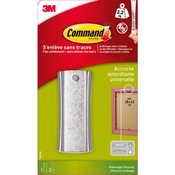 Accroche cadre tête clou métal PM - 3M COMMAND