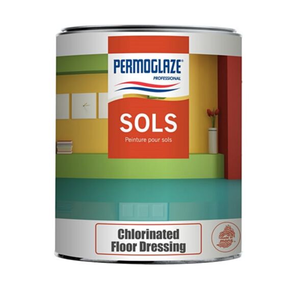 Peinture à base de caoutchouc chloré Maroon 1L - PERMOGLAZE Chlorinated Floor Dressing