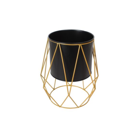 Support de pot métal doré et noir Ø17 x 16 cm
