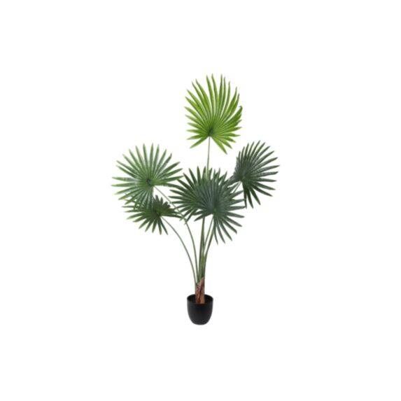 Plante artificielle 120 cm-6 feuilles, pot plastique cimenté