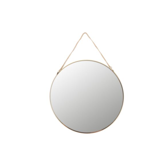 Miroir à suspendre rond en métal Ø30 cm doré