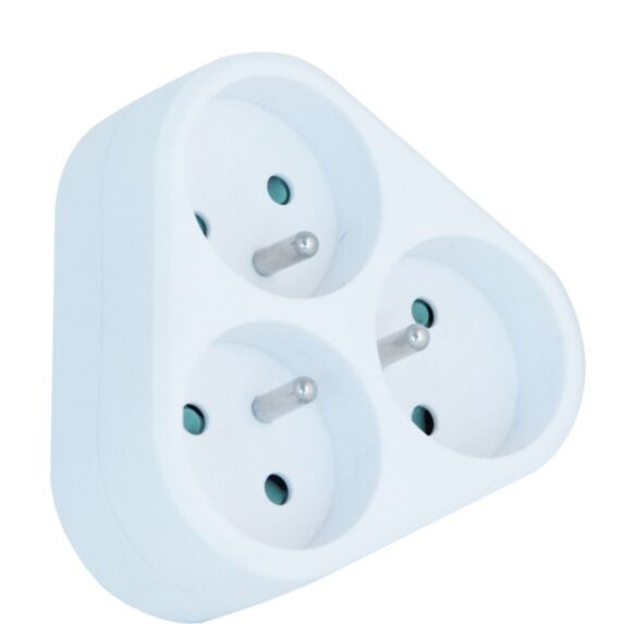 Multiprise 3 prises électriques 2P+T 16A Blanc - VELAMP