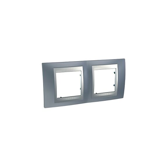 Plaque gris metal alu 2 postes Unicatop - SCHNEIDER
