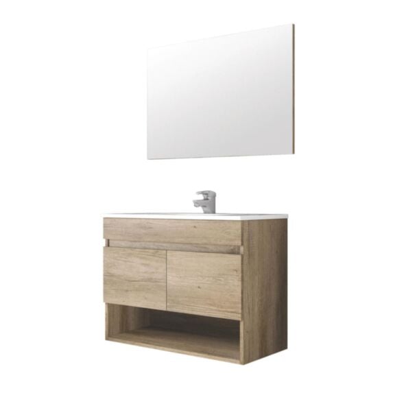 Meuble à Suspendre Cotton L80cm Bois Brun Mélaminé Livré en Kit