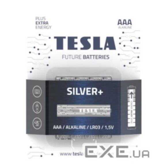 4 piles alcalines AAA Silver+ - TESLA
