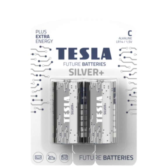2 piles alcalines C Silver+ - TESLA