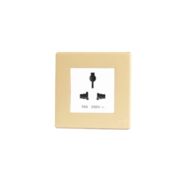 Prise de courant multistandard 16A blanc avec plaque champagne avant - MK HONEYWELL