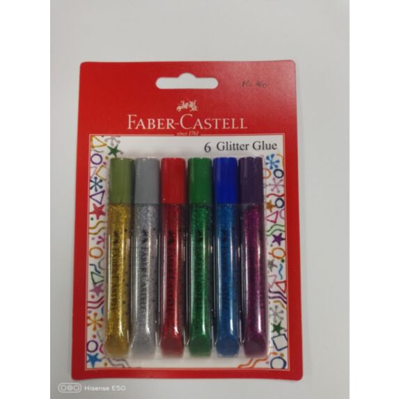 Set de 6 stylos glues glitter couleurs assorties - FABER CASTELL