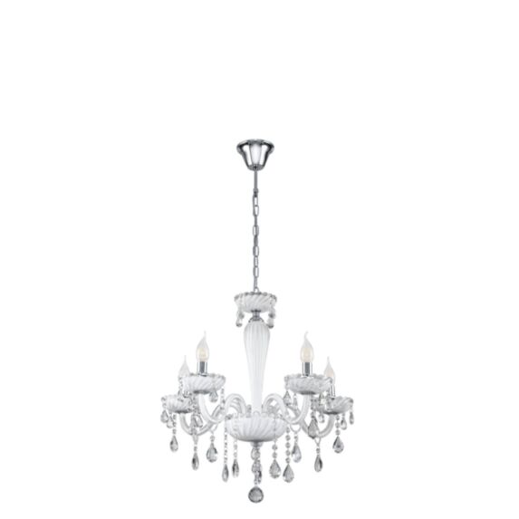 Suspension Carpento acier chrome, verre blanc ø 590 mm E14 5 x 40W- EGLO