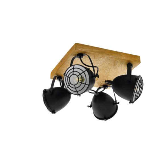 Spot Gatebeck en bois naturel et acier noir E14 4 x 40W - EGLO
