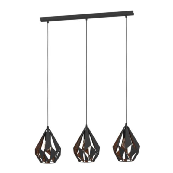 Suspension Carlton1 acier noir/cuivre E27 x 3 - EGLO