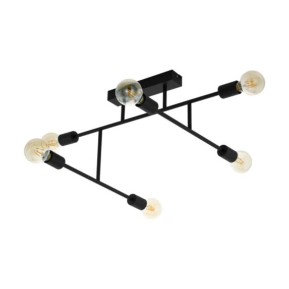 Plafonnier Belsiana noir mm E27 40Wx6 - EGLO