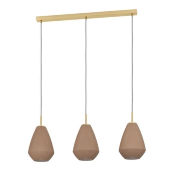 Suspension Caprarola 90 x 20 cm 3 x E27 40W verre blanc - EGLO