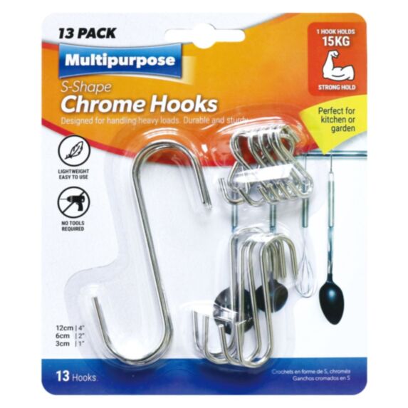 Lot de 13 crochets chromé en forme de S - UBL