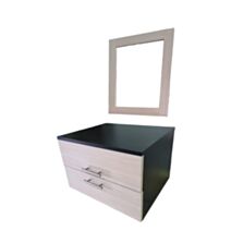 Meuble de salle de bain effet bois 60 cm plan vasque + miroir
